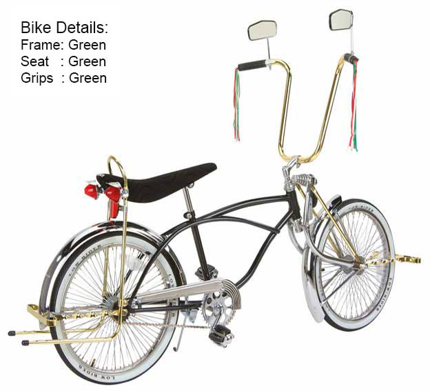 Schwinn Style Lowrider Bicycle Sissy Cruiser Bar Reflector Bike Gold